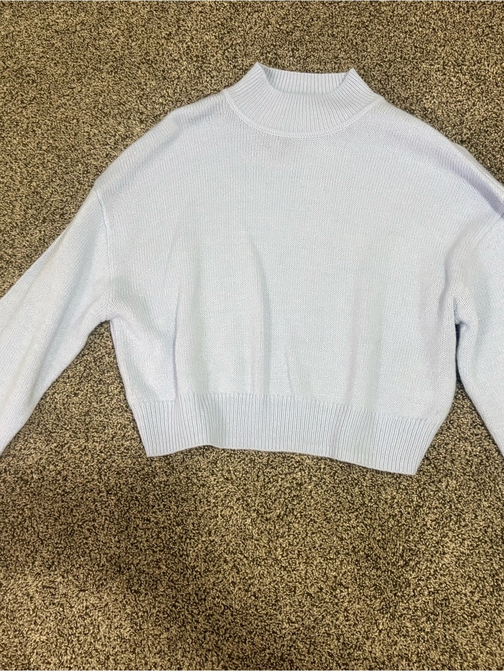 H&M Pale Blue Cropped Mock Neck Sweater